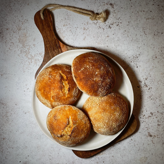 White Sourdough Buns (Pack of 4) - Order Before 5pm Tues